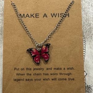 Whimsical, Cute Make A Wish Butterfly Necklace